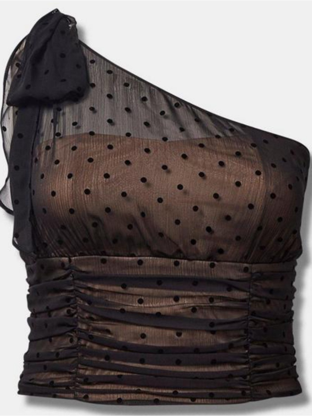 TORRID One-Shoulder Sheer Polka Dot Crop Dress - Black